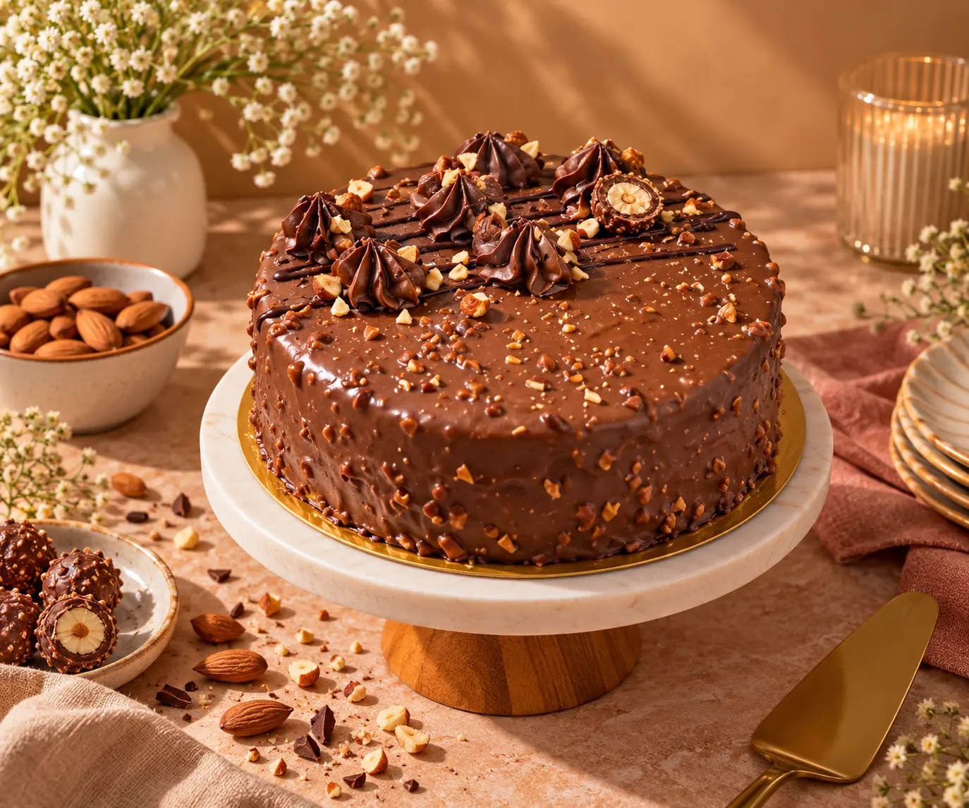 Chocolate Almond Rocher Cake